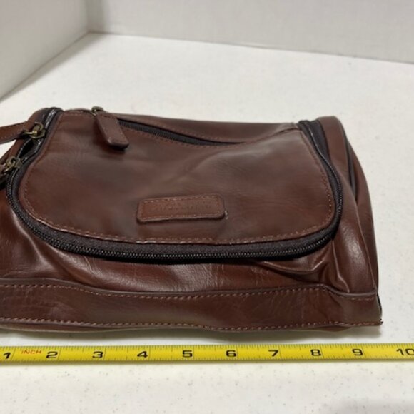 Men's Travel Kit Toiletry Hanging Zippered Bag Perry Ellis Portfolio Brown - Picture 15 of 16